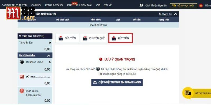 Rút tiền tại nhà cái M88 nhanh chóng và an toàn